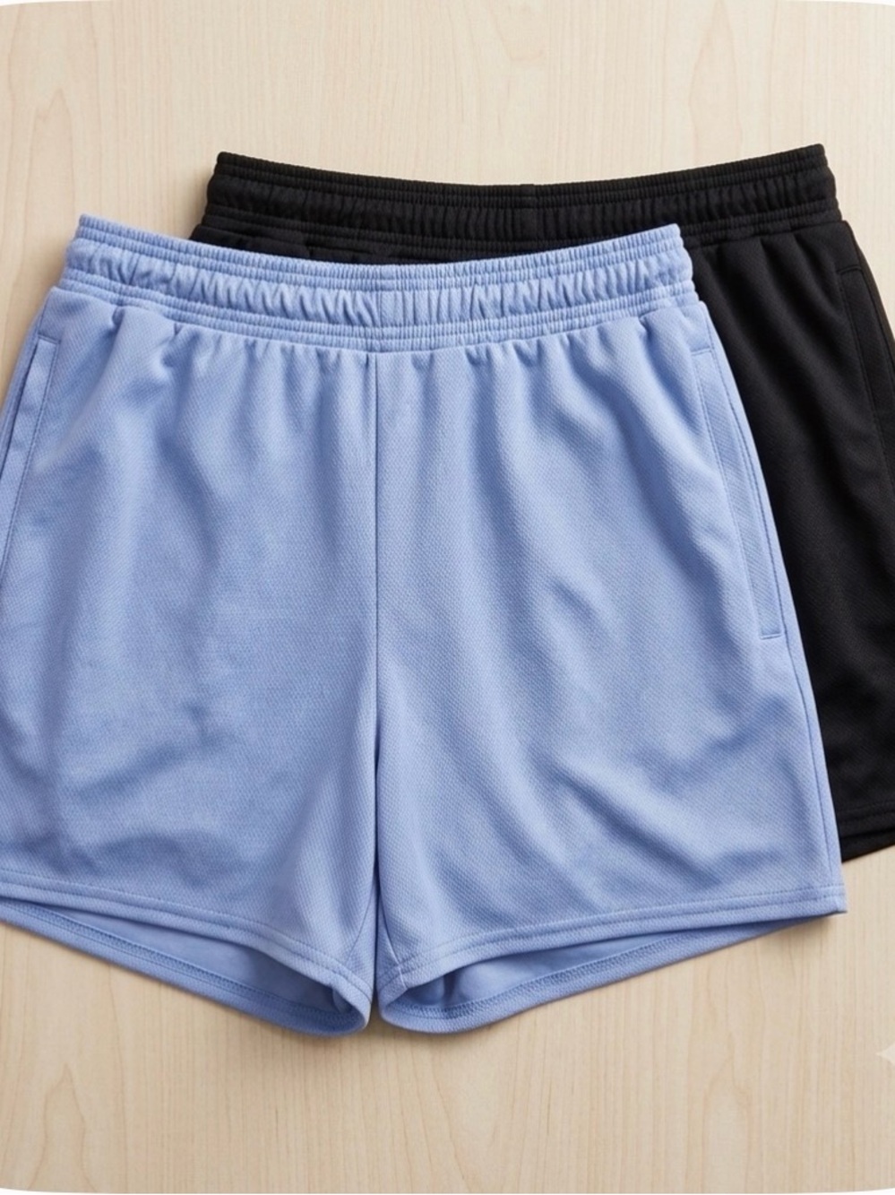 REAL ESSENTIALS DryFit Athletic Mesh Shorts 2 Pairs Men’s XL Light Blue Black
